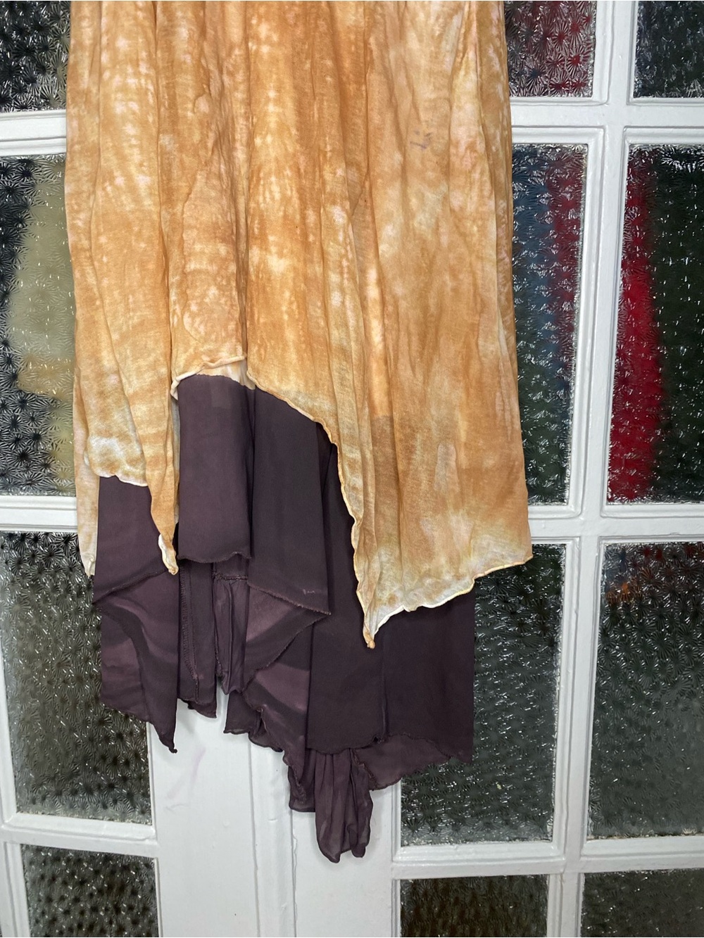 Hand-Dyed grafitti bodice dress with handkerchief hem - Picture 4 of 6